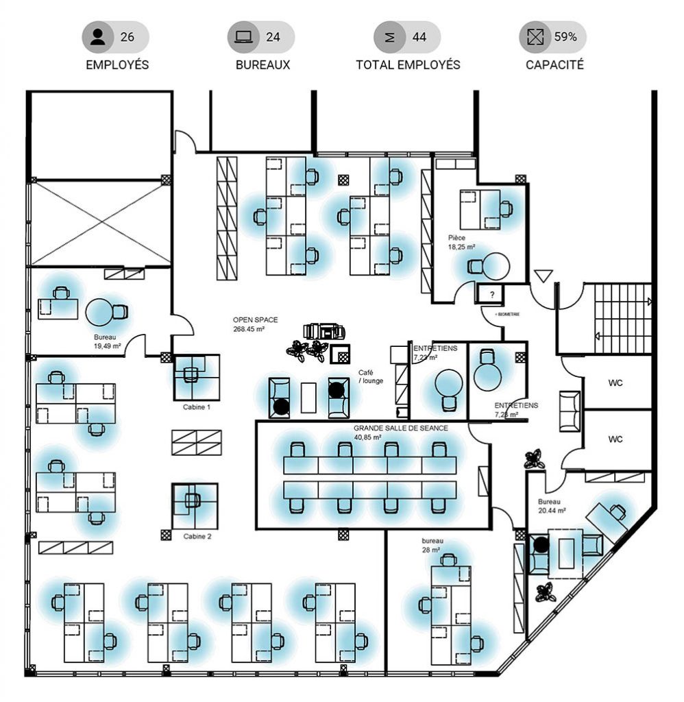plan bleu pour reamenagement de bureau