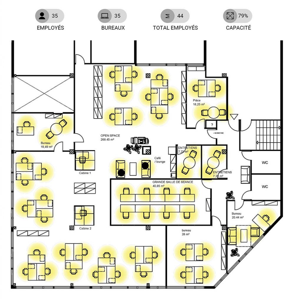 plan jaune pour reamenagement de bureau